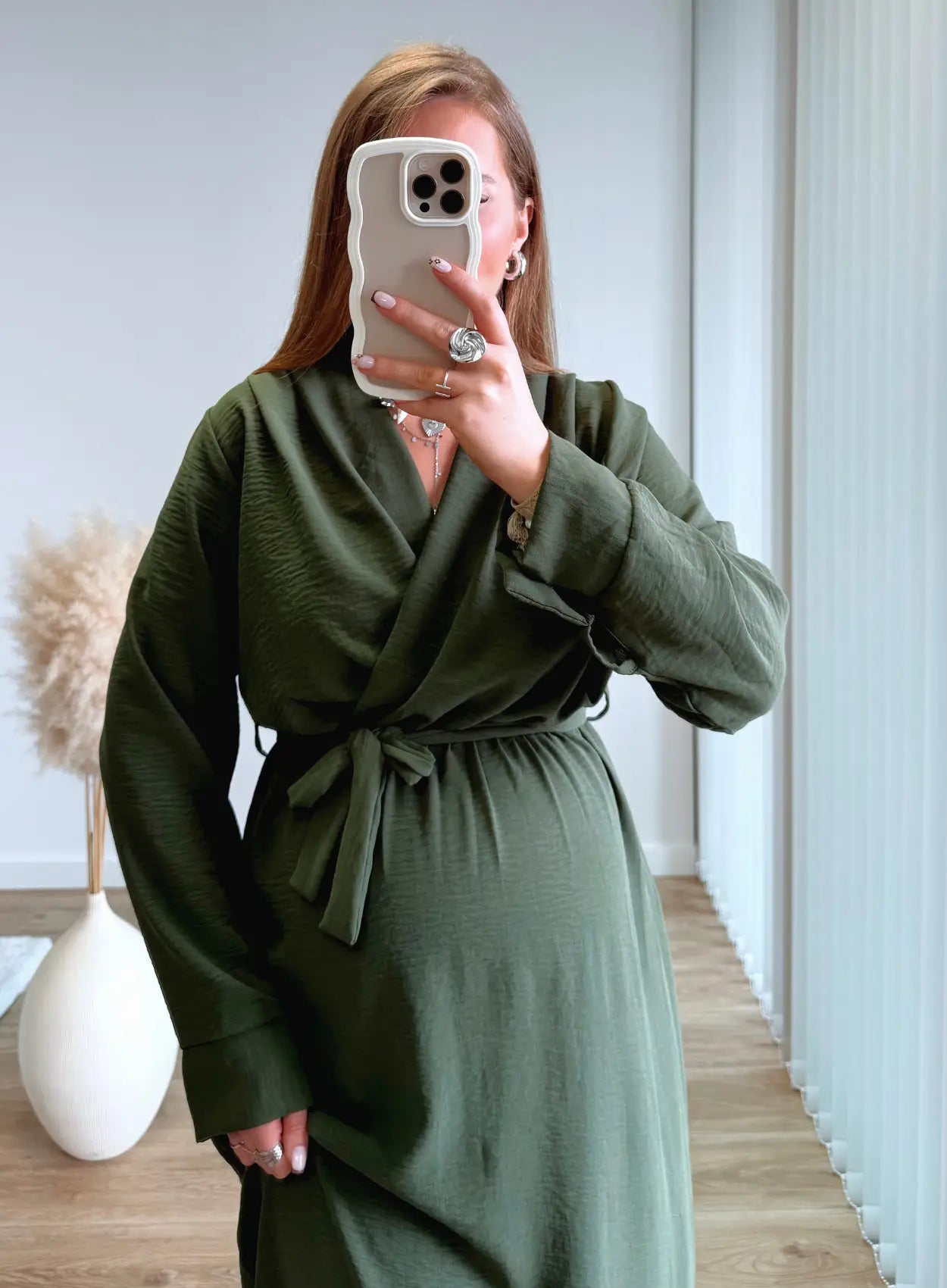 ARIA IMPARFAITE Robe longue de grossesse en lin kaki COCON A DEUX