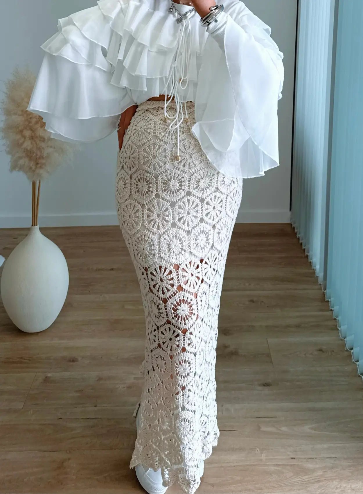 jupe-longue-de-grossesse-en-crochet-beige