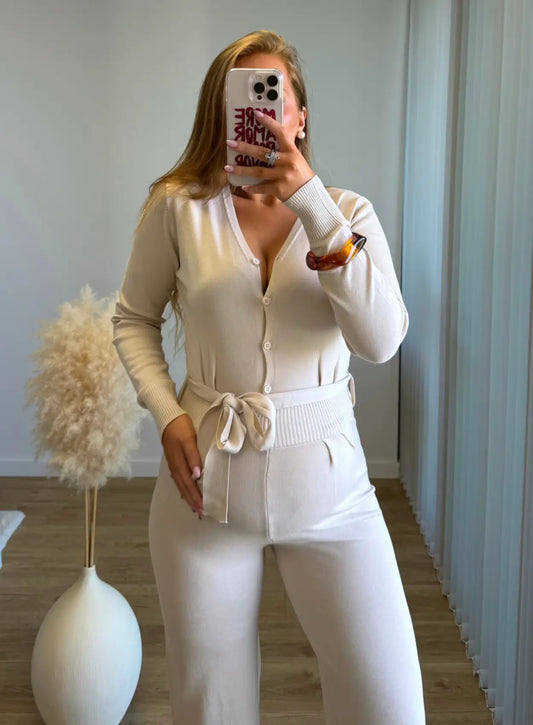 COOKIE - Combinaison de grossesse en maille beige