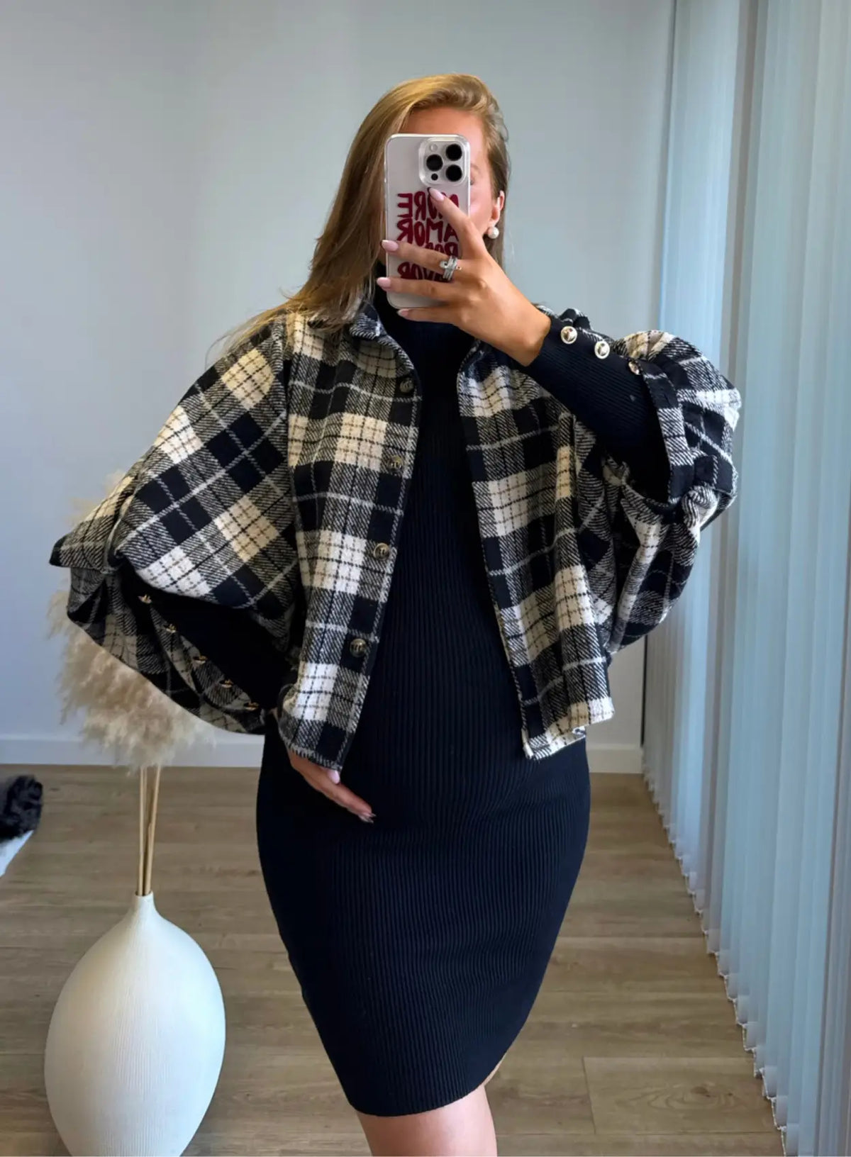 MOCHA - Robe mi-longue de grossesse en maille noire