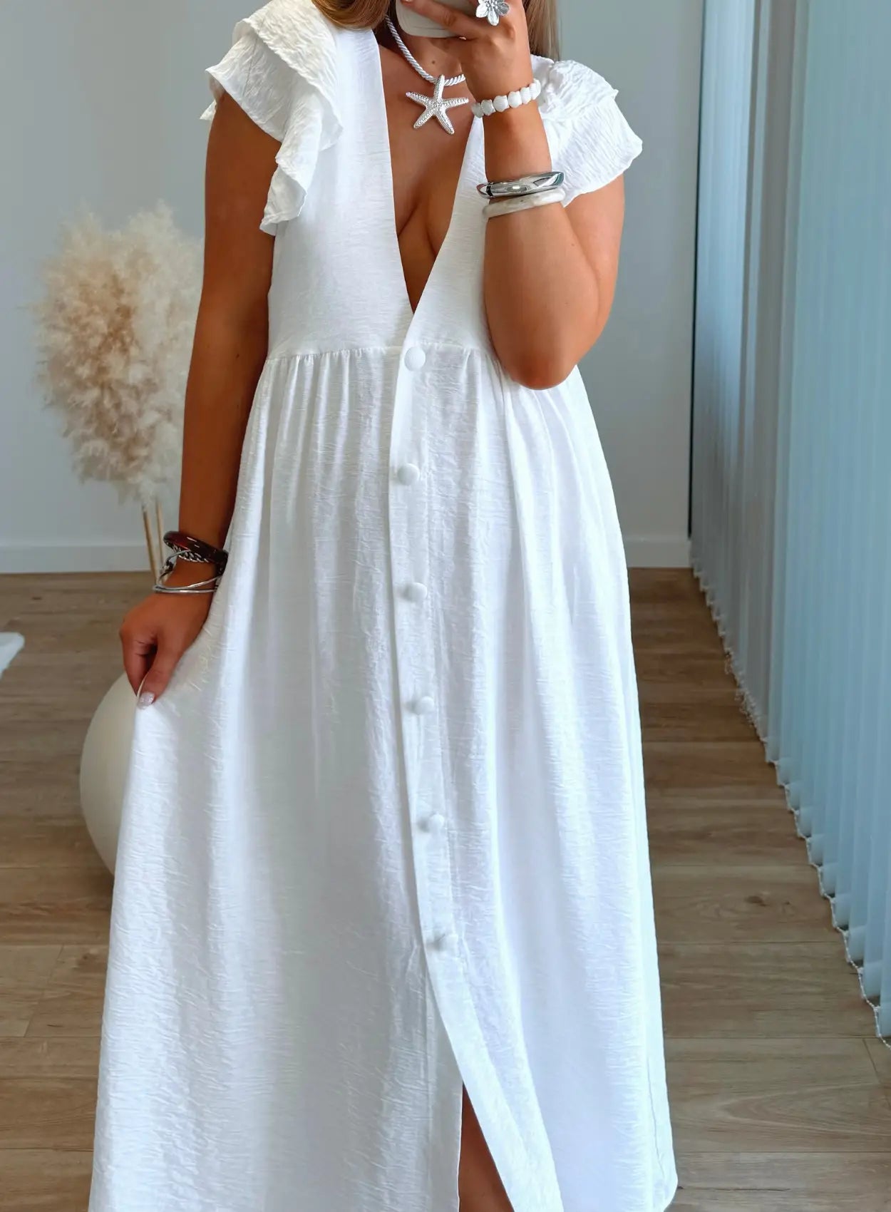 robe-longue-de-grossesse-en-lin-blanche-double-côtés