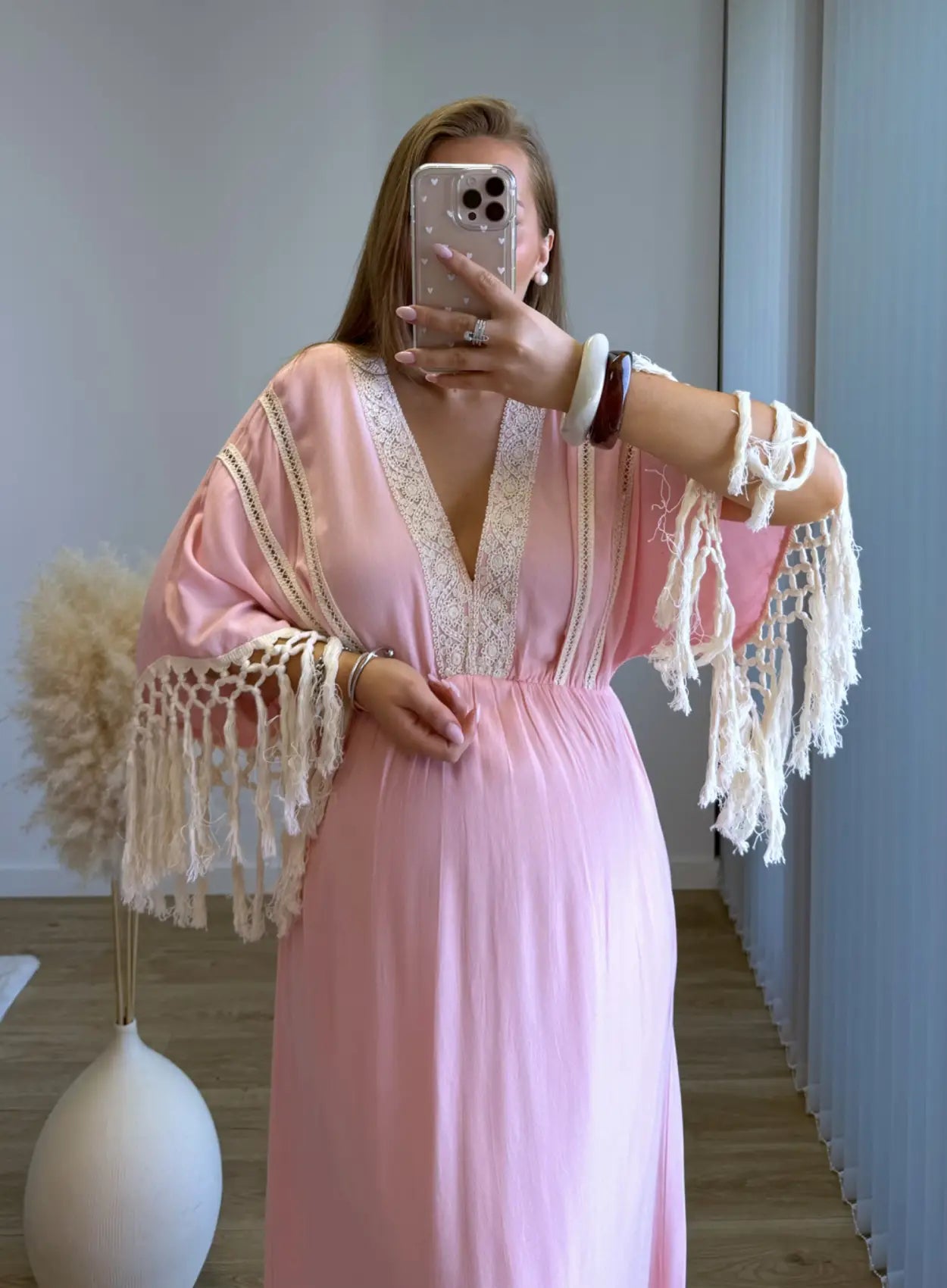 Robe-longue-de-grossesse-bohème-rose