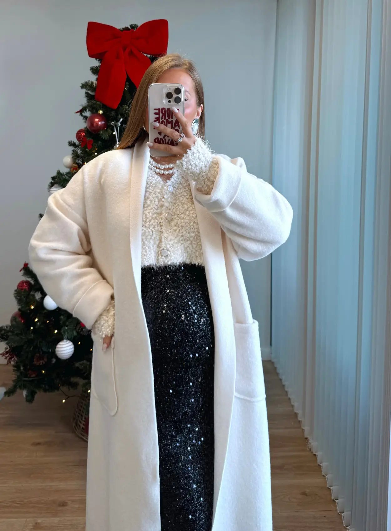 Jupe-longue-de-grossesse-à-sequins-noire