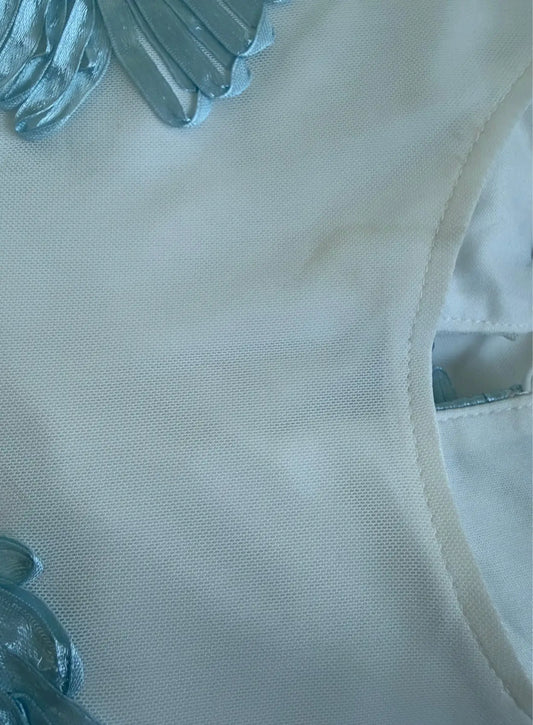 robe-courte-de-grossesse-blanche-à-motifs-bleus