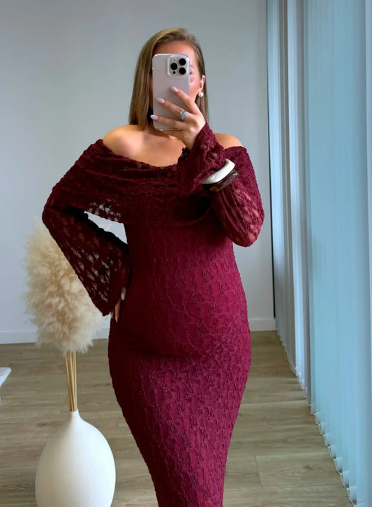 Robe-longue-de-grossesse-col-bardot-burgundy