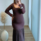 robe-longue-de-grossesse-côtelée-marron-chocolat