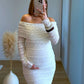 Robe-longue-de-grossesse-col-bardot-crème-en-dentelle