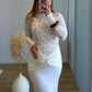 Robe-longue-de-grossesse-bi-matière-avec-dentelle-écru