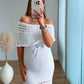 robe-longue-en-crochet-blanche-col-bardot