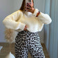 CARAMELO - Pull de grossesse en maille torsadé blanc