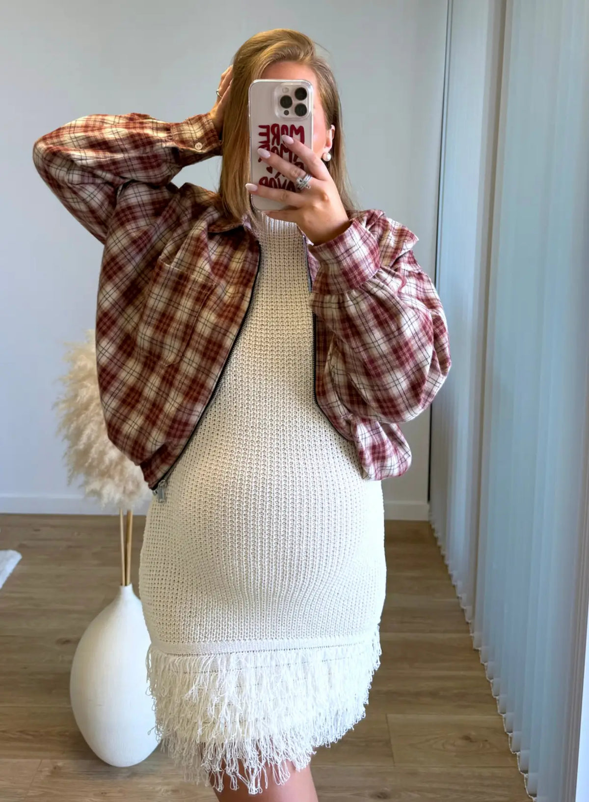 Veste-bomber-de-grossesse-rouge-/-rosé