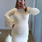 Robe-de-grossesse-crème-élégante-à-franges