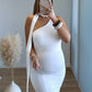 Robe-longue-de-grossesse-élégante-asymétrique-blanche