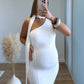 Robe-longue-de-grossesse-élégante-asymétrique-blanche