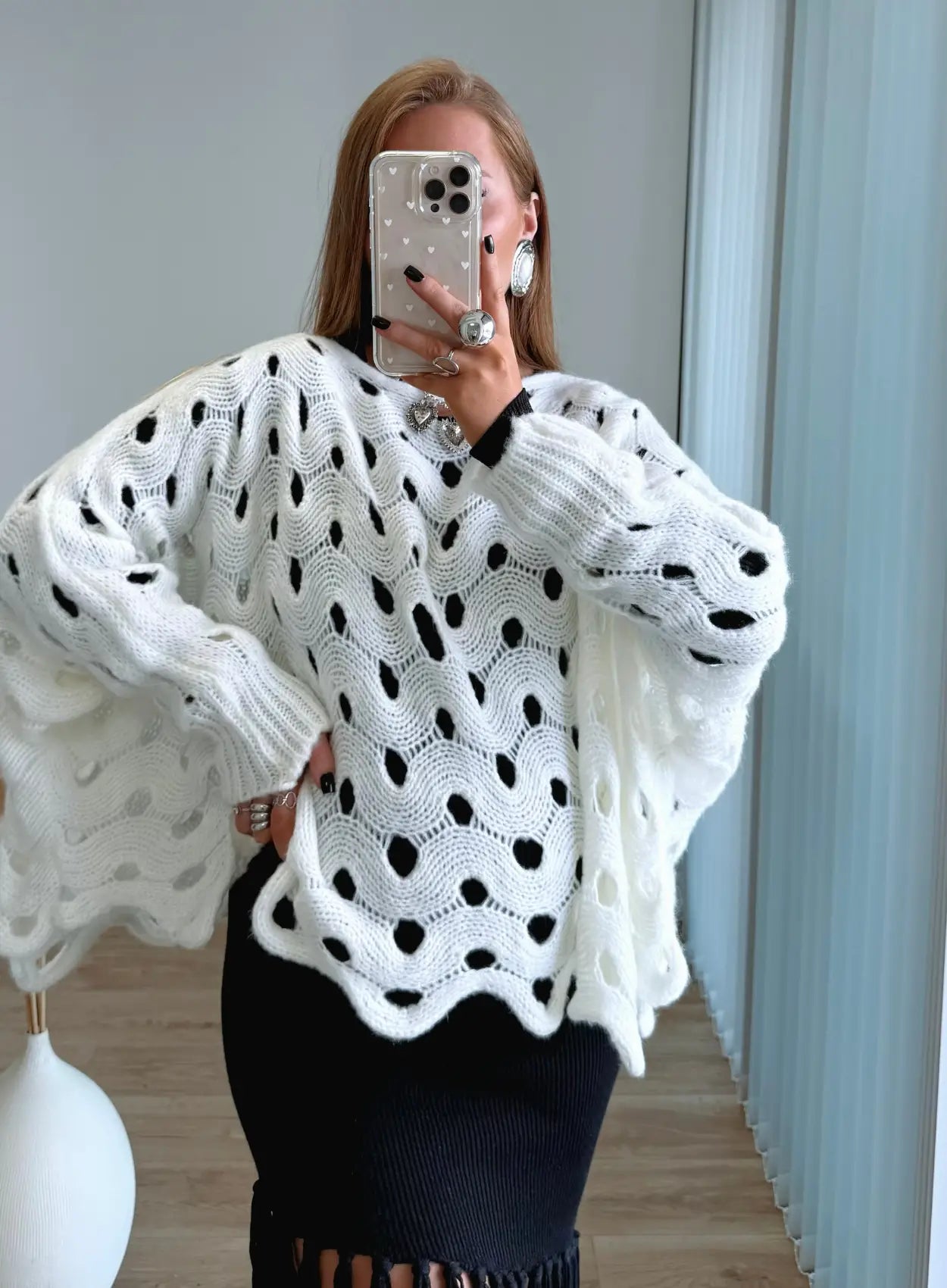 robe-longue-de-grossesse-noire-côtelée-avec-franges