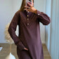 BROWNIE - Robe pull de grossesse et allaitement en velours marron