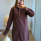 BROWNIE - Robe pull de grossesse et allaitement en velours marron
