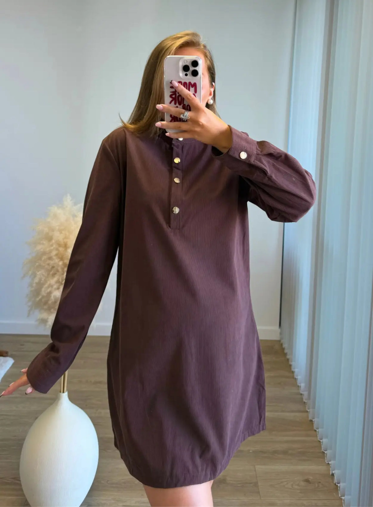 BROWNIE - Robe pull de grossesse et allaitement en velours marron