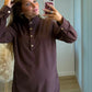 BROWNIE - Robe pull de grossesse et allaitement en velours marron