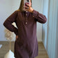 BROWNIE - Robe pull de grossesse et allaitement en velours marron