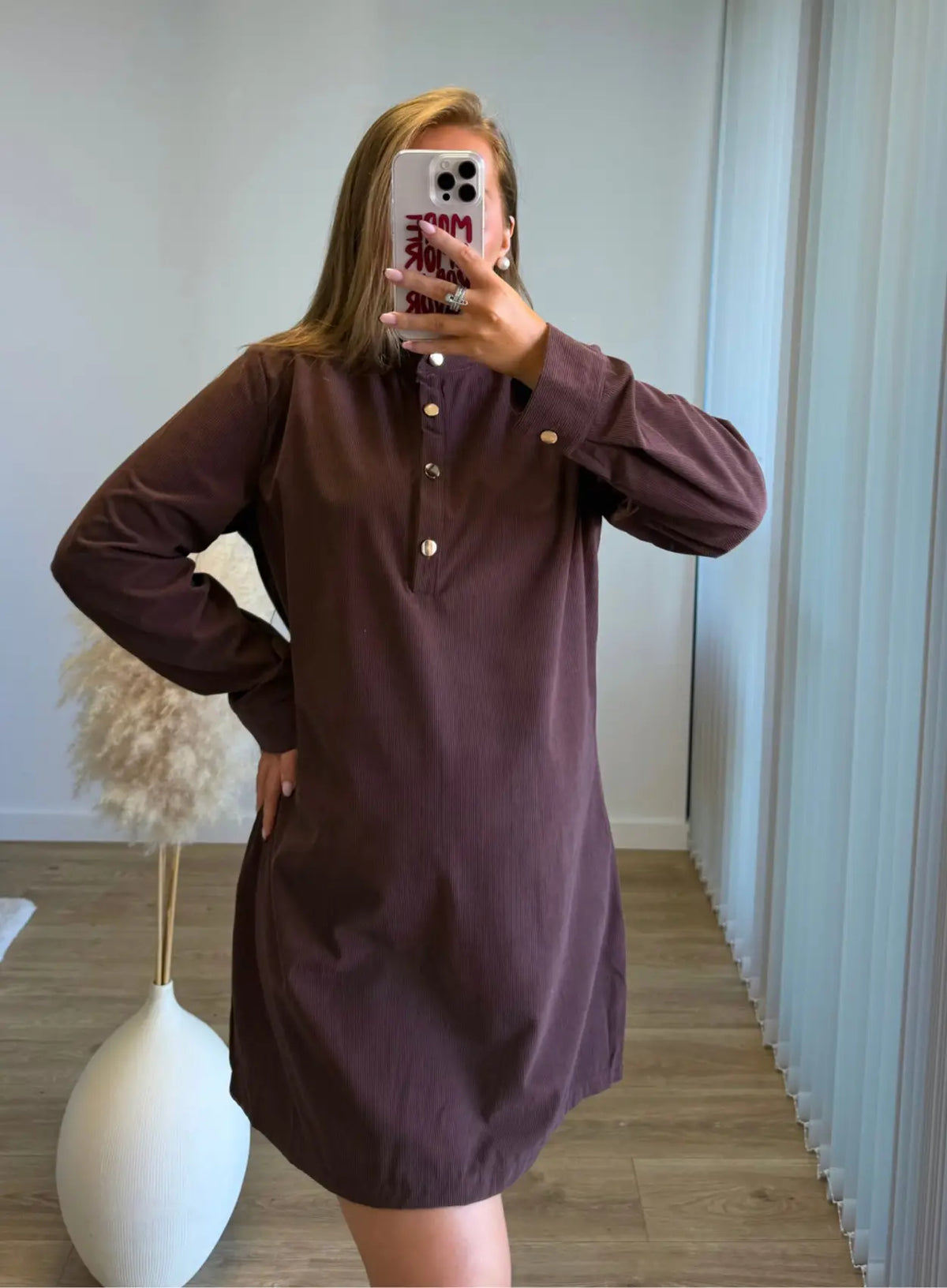 BROWNIE - Robe pull de grossesse et allaitement en velours marron