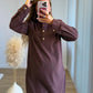 BROWNIE - Robe pull de grossesse et allaitement en velours marron