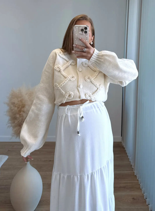 Gilet-de-grossesse-en-maille-torsadé-jaune-clair