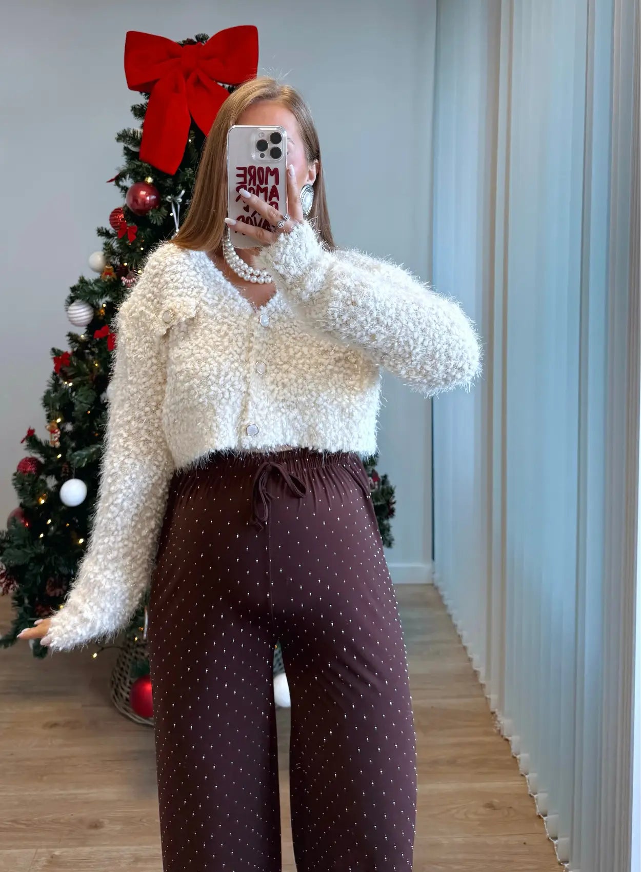 Pantalon-de-grossesse-à-sequins-marron