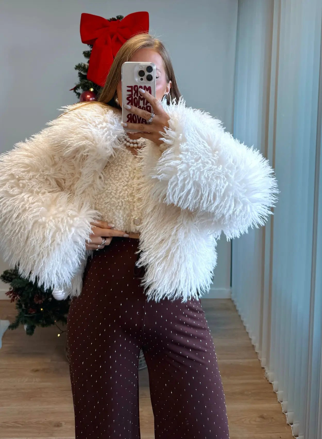 Pantalon-de-grossesse-à-sequins-marron