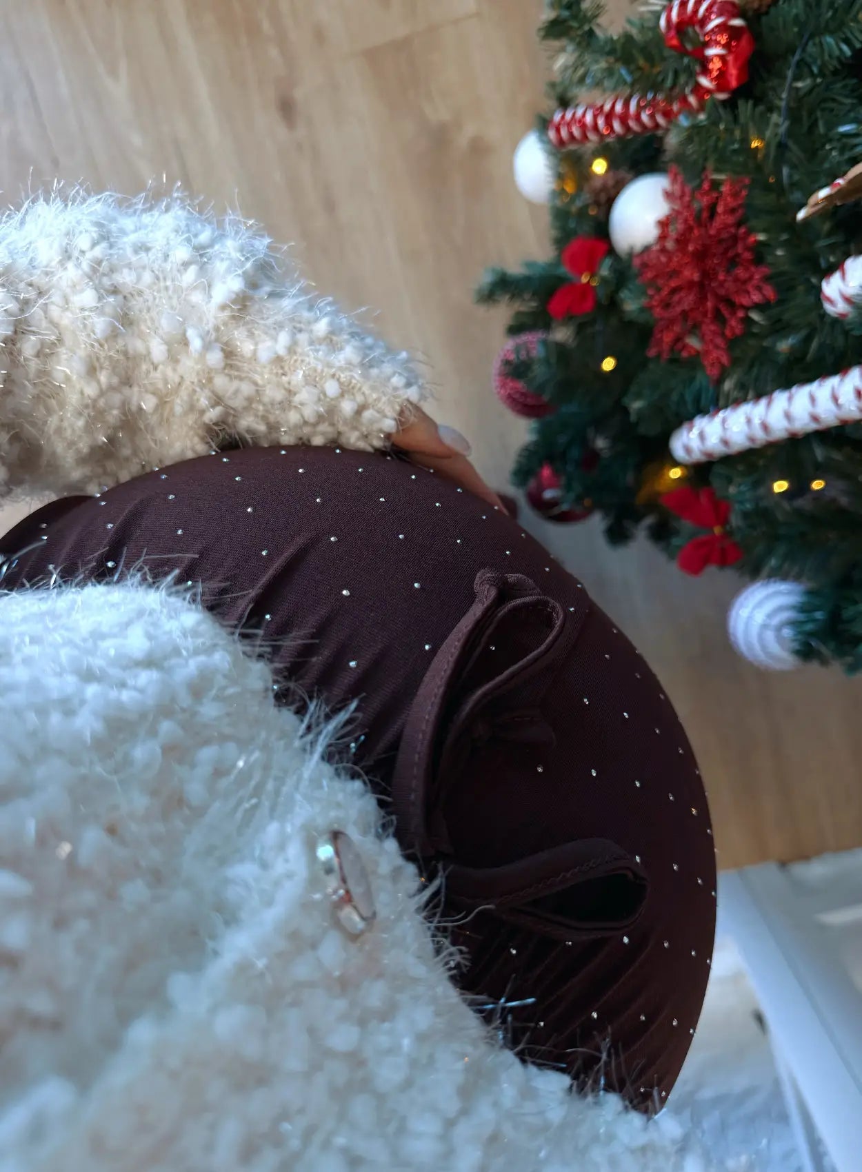 Pantalon-de-grossesse-à-sequins-marron