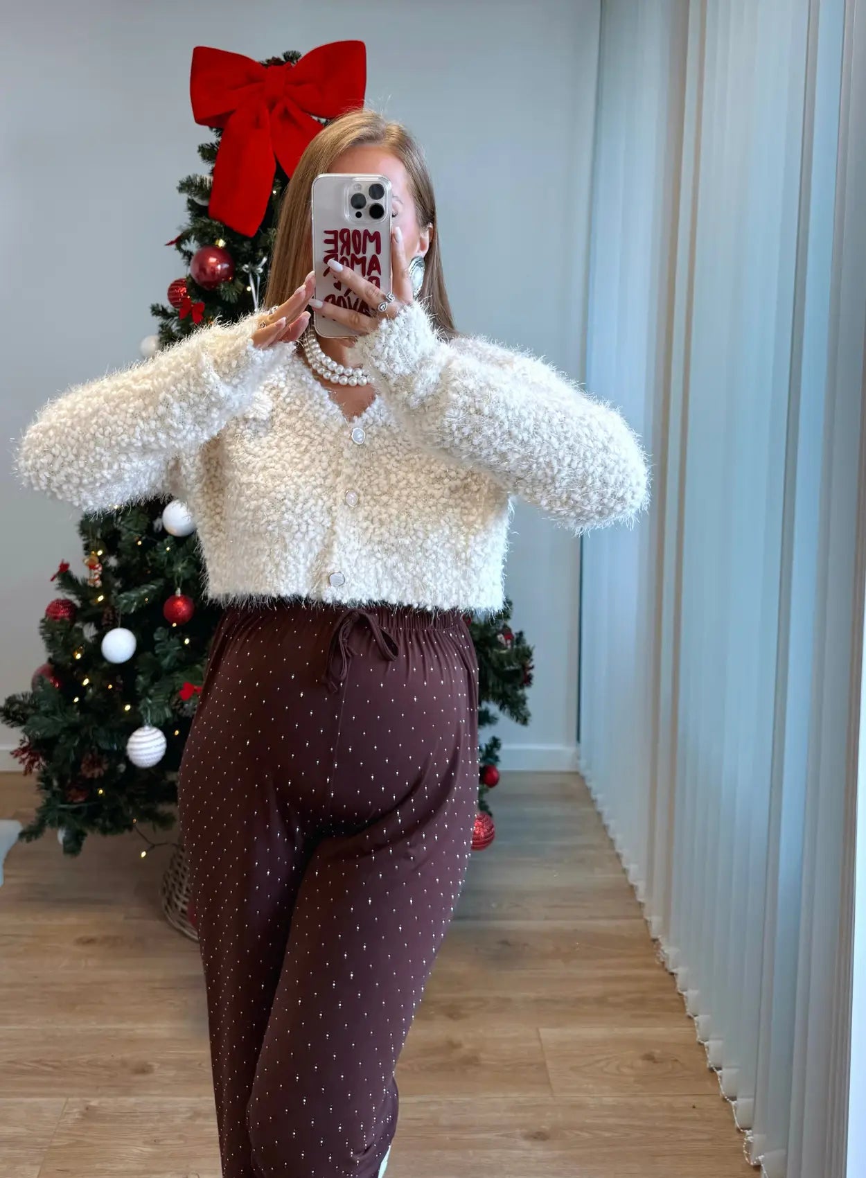 Pantalon-de-grossesse-à-sequins-marron