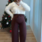Pantalon-de-grossesse-à-sequins-marron