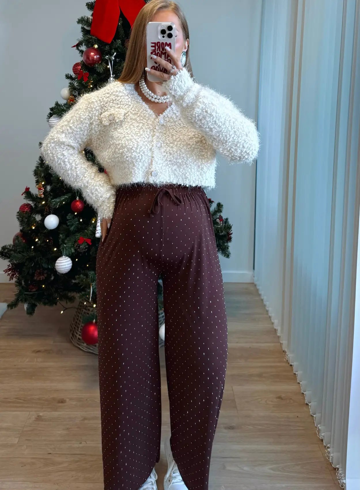 Pantalon-de-grossesse-à-sequins-marron