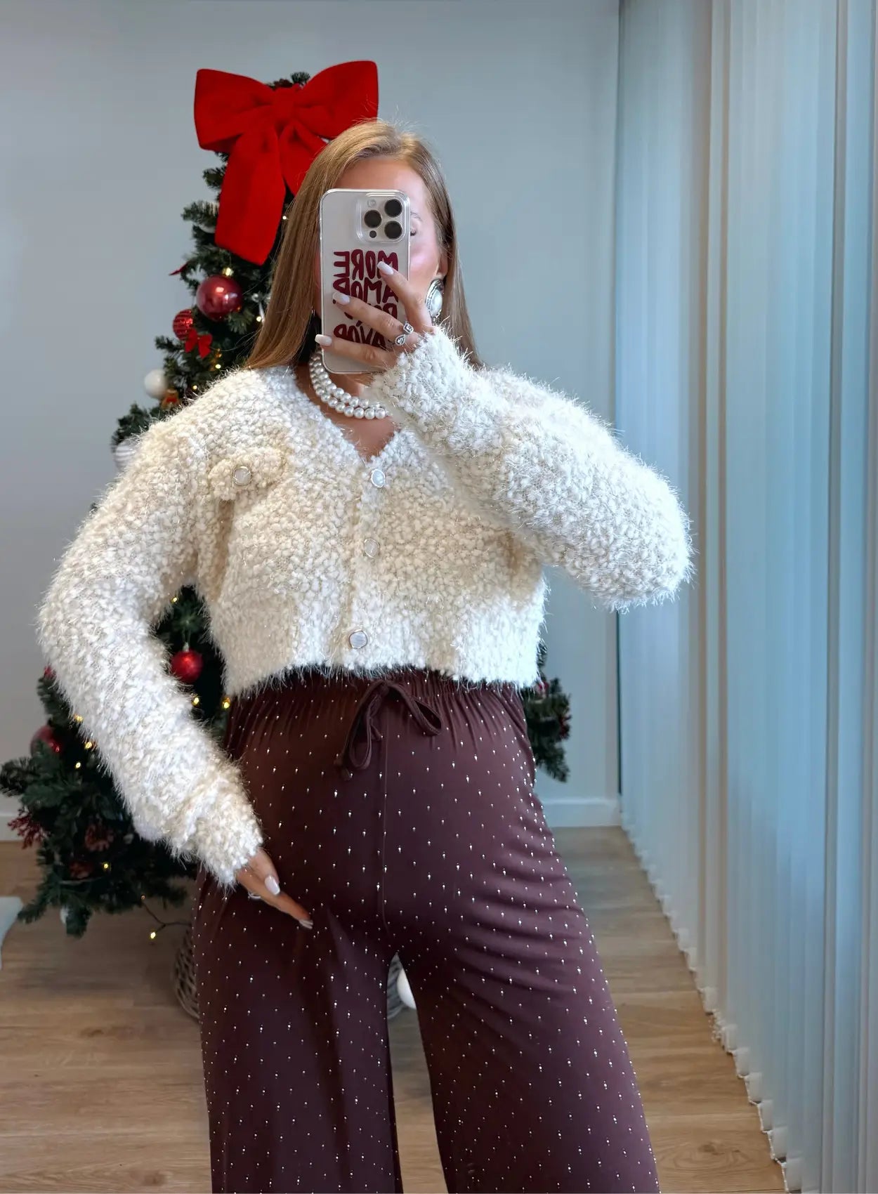 Pantalon-de-grossesse-à-sequins-marron