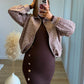 CINAMOON - Robe mi-longue de grossesse en maille chocolat