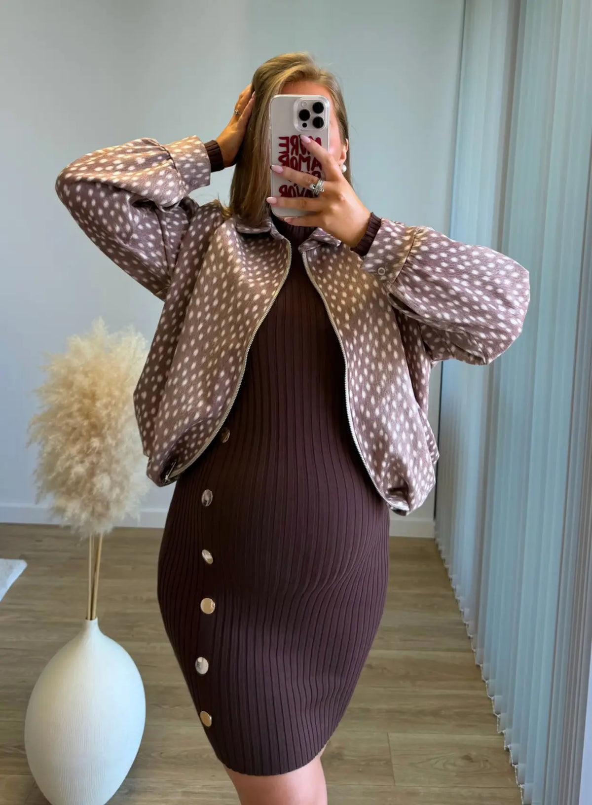 CINAMOON - Robe mi-longue de grossesse en maille chocolat