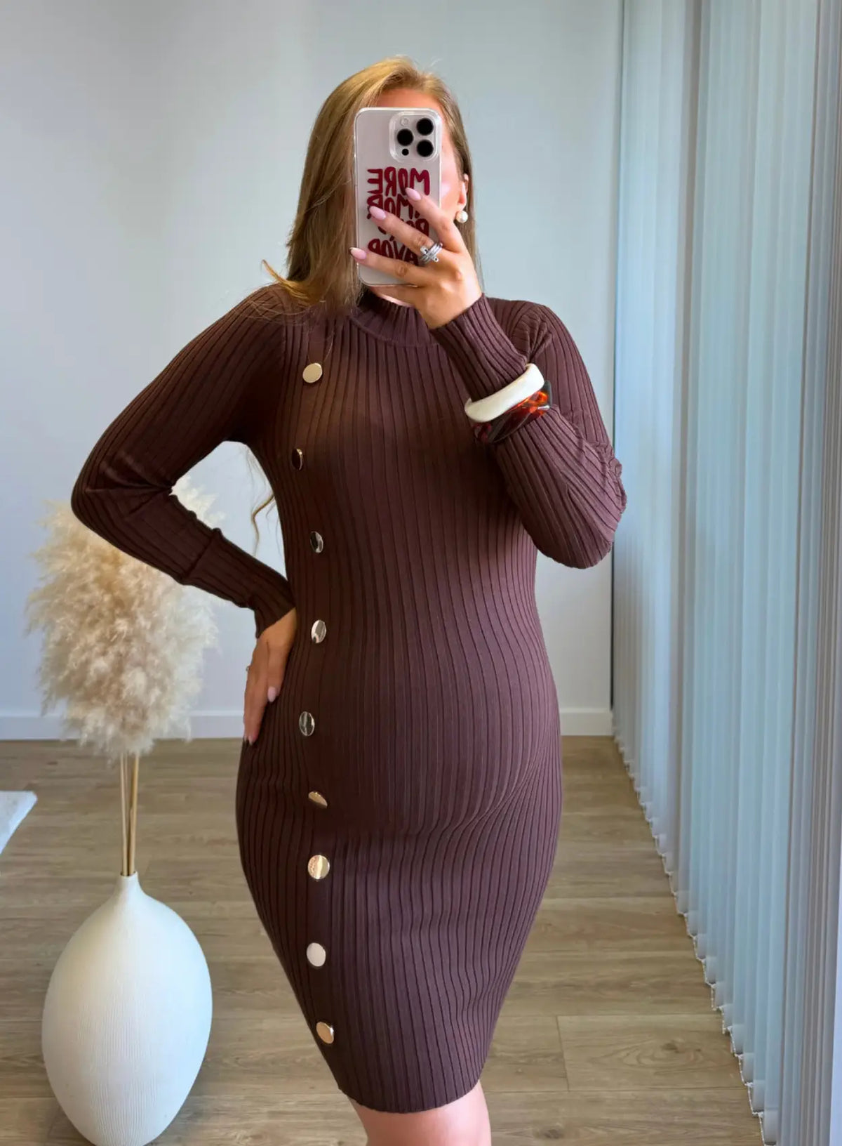 CINAMOON - Robe mi-longue de grossesse en maille chocolat