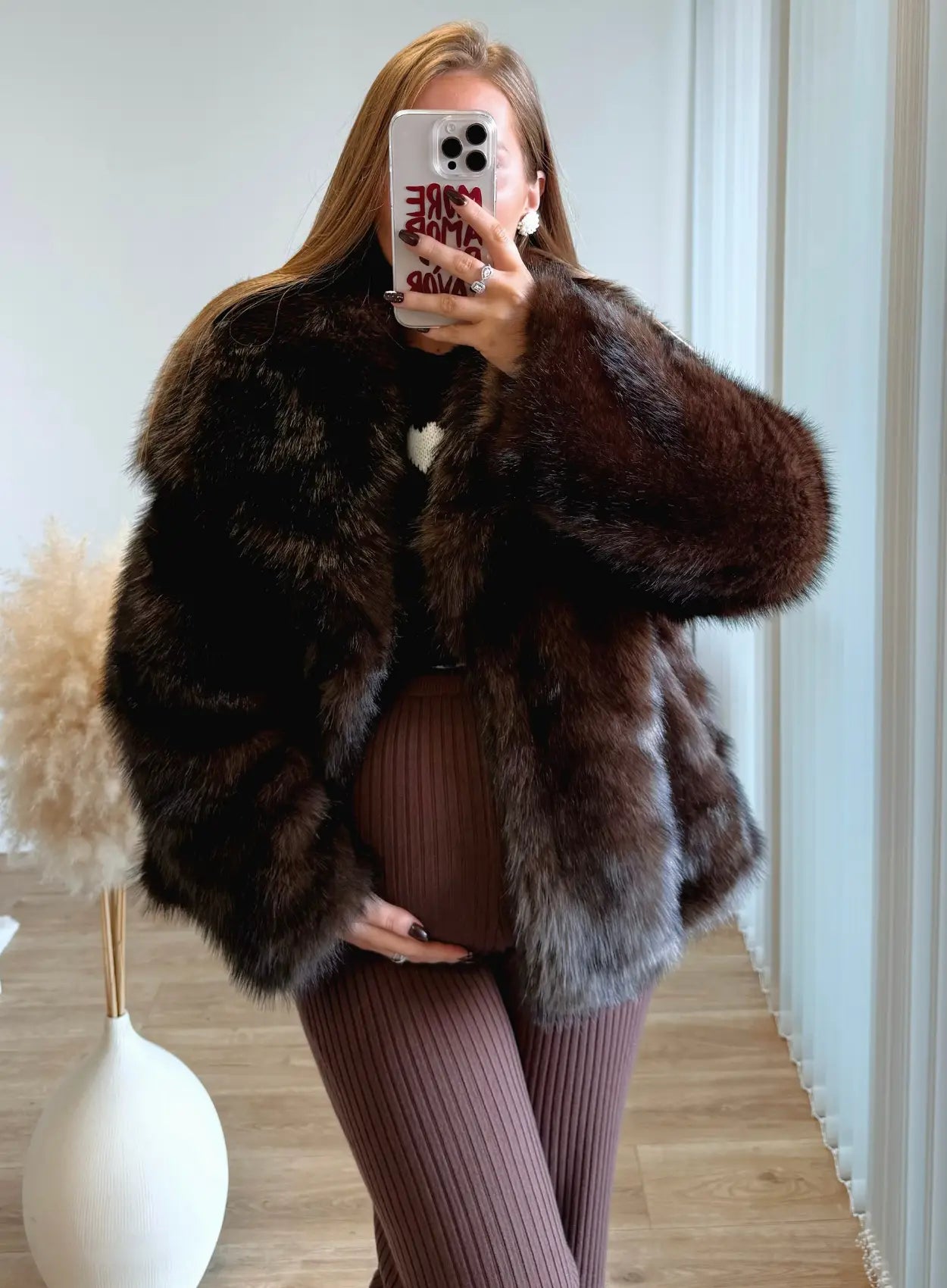 Pantalon-de-grossesse-côtelé-chocolat