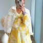 robe-courte-de-grossesse-à-volants-jaune
