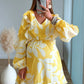 robe-courte-de-grossesse-à-volants-jaune