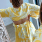 robe-courte-de-grossesse-à-volants-jaune