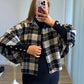 GILMORE - Veste chemise de grossesse à carreaux noirs et beiges