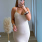 Robe-de-grossesse-côtelée-beige-à-bretelles