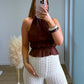 Ensemble-de-grossesse-gauffree-top-et-jupe-marron