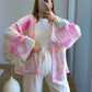 Gilet-de-grossesse-ajouré-en-crochet-multicolore