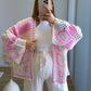 Gilet-de-grossesse-ajouré-en-crochet-multicolore