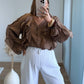 Blouse-allaitement-à-volants-chocolat