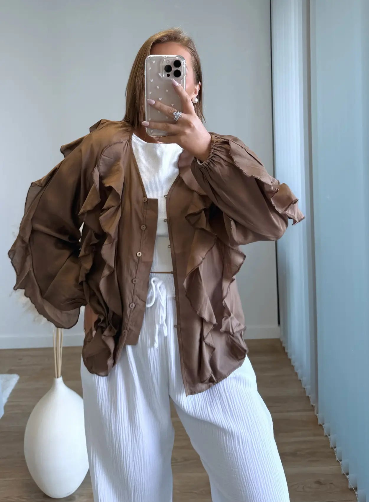 Blouse-allaitement-à-volants-chocolat