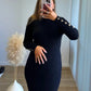 MOCHA - Robe mi-longue de grossesse en maille noire