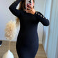 MOCHA - Robe mi-longue de grossesse en maille noire